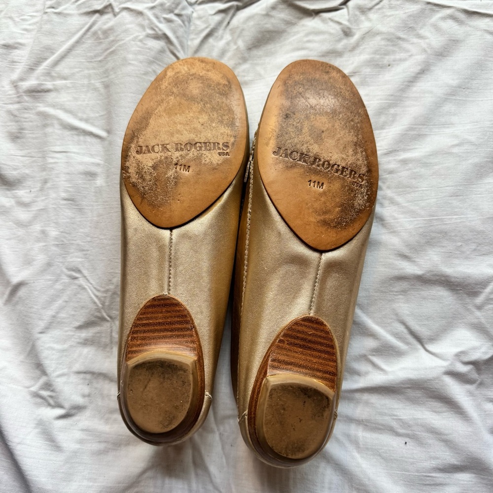 Jack Rogers Women's Metallic Gold Moccasins - Picture 6 of 7